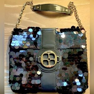 IMAN SEQUIN EVENING BAG GRAY W CHAIN
